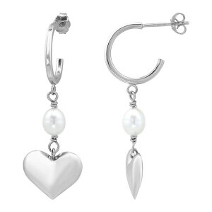 Aleure Precioso ���f�B�[�X �A�N�Z�T���[ �s�A�X�E�C�������O Aleure Precioso Freshwater Cultured Pearl & Heart Drop 1/2 Hooposted Earringsilver Tone �V���o�[