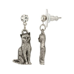 1928 ���f�B�[�X �A�N�Z�T���[ �s�A�X�E�C�������O 1928 Pewter Cat Drop Crystal Post Earrings Gray �O���[