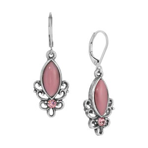 1928 fB[X ANZT[ sAXECO 1928 Silver Tone Pink Facet & Crystals Leverback Earrings Pink sN