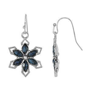 1928 ���f�B�[�X �A�N�Z�T���[ �s�A�X�E�C�������O 1928 Silver Tone Simulated Blue Crystal Flower Earrings Blue �u���[
