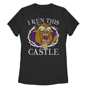 yz CZX LN^[ fB[X TVc gbvX Juniors' Beauty And The Beast I Run This Castle Graphic Tee Black