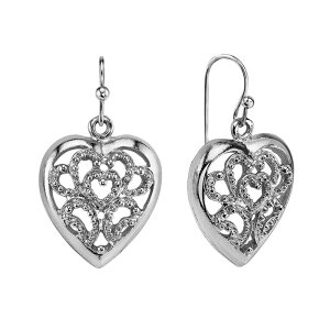 1928 ���f�B�[�X �A�N�Z�T���[ �s�A�X�E�C�������O 1928 Openwork Heart Drop Earringsilver Tone �V���o�[
