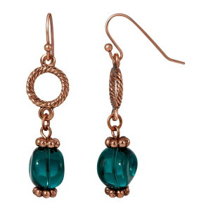 1928 fB[X ANZT[ sAXECO 1928 Copper Tone Green Bead Wire Drop Earrings Green O[