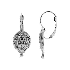 1928 ���f�B�[�X �A�N�Z�T���[ �s�A�X�E�C�������O 1928 Silver Tone Oval Drop Earrings Grey �O���[