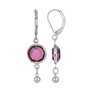 1928 ���f�B�[�X �A�N�Z�T���[ �s�A�X�E�C�������O 1928 Silver Tone Simulated Crystal Drop Earrings Purple �p�[�v��