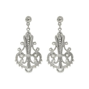 1928 ���f�B�[�X �A�N�Z�T���[ �s�A�X�E�C�������O 1928 Silver Tone Large Filigree Dropost Earrings Gray �O���[