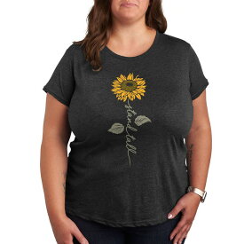 【送料無料】 ライセンス キャラクター レディース Tシャツ トップス Plus Stand Tall Sunflower Graphic Tee Heather Charcoal