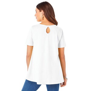 ���A�}���Y ���f�B�[�X �g�b�v�X T�V���c V�l�b�N �v���X�T�C�Y ���� Roaman's Women's Plusize Short-sleeve V-neck Ultimate Tunic White �z���C�g