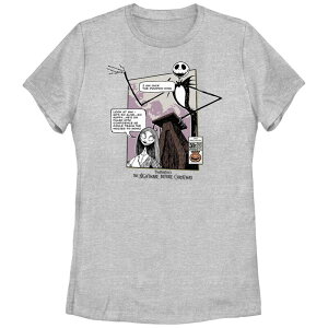 �f�B�Y�j�[ ���f�B�[�X �g�b�v�X T�V���c �O���t�B�b�N Disney's The Nightmare Before Christmas Jack Skellington & Sally Look At Him Juniors' Graphic Tee Athletic Heather �w�U�[