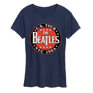 �A�j���L�����N�^�[ ���f�B�[�X �g�b�v�X T�V���c �O���t�B�b�N Licensed Character Women's The Beatles U.S. Tour NYC 1964 Graphic Tee Navy �l�C�r�[