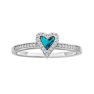 yz v[Y fB[X O ANZT[ PRIMROSE Sterling Silver Simulated Turquoise & Cubic Zirconia Heart Ring Sterling Turquoise