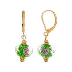 1928 ���f�B�[�X �A�N�Z�T���[ �s�A�X�E�C�������O 1928 Gold Tone Simulated Crystal Emerald Flower Earrings Green �O���[��