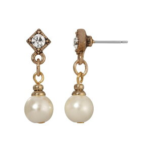 1928 ���f�B�[�X �A�N�Z�T���[ �s�A�X�E�C�������O 1928 Gold Tone Simulated Pearl Crystal Accent Drop Earrings White �z���C�g