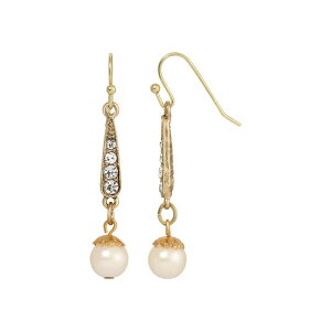 1928 ���f�B�[�X �A�N�Z�T���[ �s�A�X�E�C�������O 1928 Gold Tone Simulated Pearl & Crystalinear Drop Earrings White �z���C�g