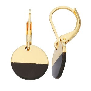 iCEFXg fB[X ANZT[ sAXECO Nine West Enamel-Dipped Circle Drop Earrings Gold Tone Black ubN