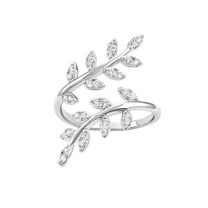 �v�������[�Y ���f�B�[�X �A�N�Z�T���[ �����O PRIMROSE Fine Silver Plated Cubic Zirconia Vine Bypass Ring Silvertone White �z���C�g