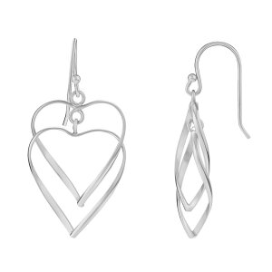 v[Y fB[X ANZT[ sAXECO PRIMROSE Silver Tone Polishedouble Heart Wire Drop Earringsilver Tone Vo[