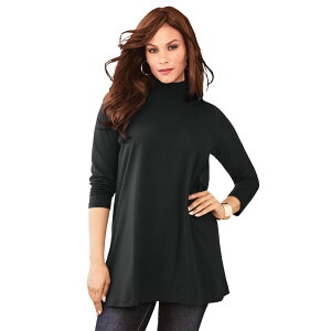 ���A�}���Y ���f�B�[�X �g�b�v�X T�V���c ���b�N�l�b�N �v���X�T�C�Y Roaman's Women's Plusize Mockneck Ultimate Tunic Black �u���b�N