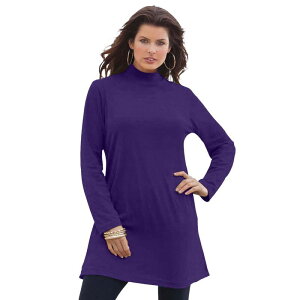 ���A�}���Y ���f�B�[�X �g�b�v�X T�V���c ���b�N�l�b�N �v���X�T�C�Y Roaman's Women's Plusize Mockneck Ultimate Tunic Midnight Violet �o�C�I���b�g