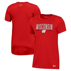 yz A_[A[}[ fB[X TVc gbvX Women's Under Armour Red Wisconsin Badgers Performance T-Shirt Wis Red