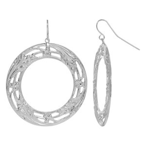 1928 fB[X ANZT[ sAXECO t[ t[ 1928 Silver Tone Large Floral Circle Drop Earringsilver Tone Vo[