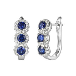 Aufbh fB[X ANZT[ sAXECO Unbranded Rhodium-Plated Lab-Created Sapphire Hoop Earringsterling Tt@CA