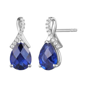 Aufbh fB[X ANZT[ sAXECO Unbranded Rhodium-Plated Lab-Created Sapphire Stud Earringsterling Tt@CA