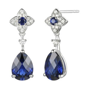 Aufbh fB[X ANZT[ sAXECO Unbranded Rhodium-Plated Lab-Created Sapphire Drop Earringsterling Tt@CA