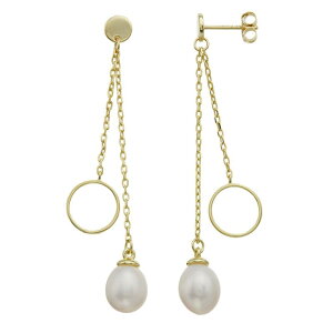 Aufbh fB[X ANZT[ sAXECO tW Unbranded 14k Gold-Plated Silver with Cultured Freshwater Pearl & Eternity Circle Drop Fringearrings Gold Tone S[h