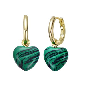 yz Aufbh fB[X sAXECO ANZT[ Gold Tone Simulated Malachite Puffed Heart Dangle Earrings Gold Tone