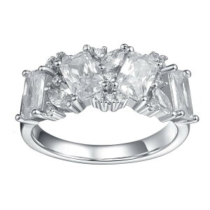 �A���u�����f�b�h ���f�B�[�X �A�N�Z�T���[ �����O Unbranded Sterling Silver Cubic Zirconia & Diamond Accent Radiant Clustering Sterling �V���o�[