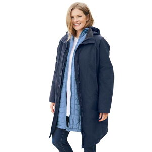 yz E[} EBYC fB[X WPbgEu] AE^[ Woman Within Women's Plus Size 3-in-1 Hooded Taslon Jacket Navy French Blue