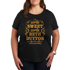�A�j���L�����N�^�[ ���f�B�[�X �g�b�v�X T�V���c �v���X�T�C�Y �O���t�B�b�N Licensed Character Plusize Yellowstone Sorta Beth Dutton Graphic Tee Black �u���b�N