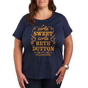 �A�j���L�����N�^�[ ���f�B�[�X �g�b�v�X T�V���c �v���X�T�C�Y �O���t�B�b�N Licensed Character Plusize Yellowstone Sorta Beth Dutton Graphic Tee Navy �l�C�r�[