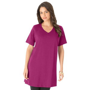 ���A�}���Y ���f�B�[�X �g�b�v�X T�V���c V�l�b�N ���� Roaman'short-sleeve V-neck Ultimate Tuniclassic Raspberry