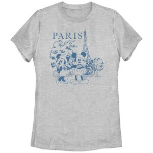 yz fBYj[ fB[X TVc gbvX Disney's Mickey Mouse And Minnie Paris Visitors Juniors' Graphic Tee Athletic Heather