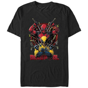 �}�[�x�� �����Y �g�b�v�X T�V���c �O���t�B�b�N Men's Marvel Deadpool And Wolverine Ready For Danger Graphic Tee Black �u���b�N