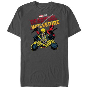 �}�[�x�� �����Y �g�b�v�X T�V���c �O���t�B�b�N Men's Marvel Deadpool And Wolverine Crossed Claws Graphic Tee Charcoal �`���R�[��