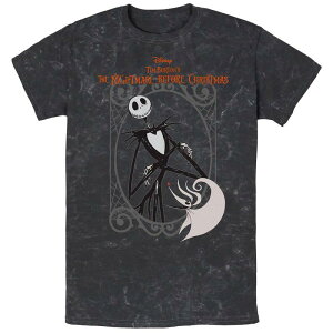 �f�B�Y�j�[ �����Y �g�b�v�X T�V���c �O���t�B�b�N Disney's The Nightmare Before Christmas Jack And Zero Mineral Wash Men's Graphic Tee Black �u���b�N