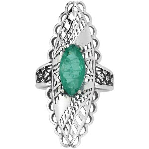 Sunkissed Sterling ���f�B�[�X �A�N�Z�T���[ �����O Sunkissed Sterling Silver Oxidized Lab-Created Emerald Triplet Ring Silver Tone �V���o�[