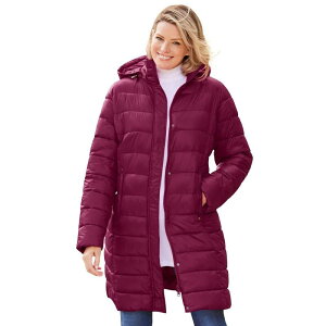 yz E[} EBYC fB[X WPbgEu] AE^[ Woman Within Women's Plus Size Long Packable Puffer Jacket Deep Claret
