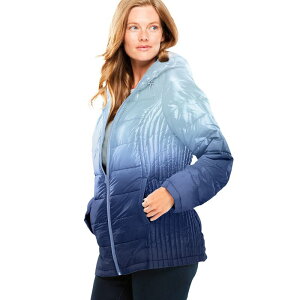 �E�[�}�� �E�B�Y�C�� ���f�B�[�X �A�E�^�[ �W���P�b�g�E�u���]�� �v���X�T�C�Y Woman Within Women's Plusize Packable Puffer Jacket Evening Blue Ombre �u���[