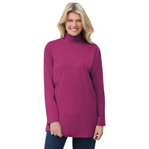 �E�[�}�� �E�B�Y�C�� ���f�B�[�X �g�b�v�X T�V���c ���b�N�l�b�N �v���X�T�C�Y Woman Within Women's Plusize Perfect Mockneck Tunic Raspberry