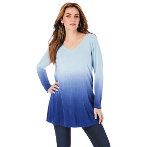 ���A�}���Y ���f�B�[�X �A�E�^�[ �j�b�g�E�Z�[�^�[ �v���X�T�C�Y Roaman's Women's Plusize Fine Gauge Ombre Sweater Evening Blue �u���[