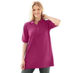 �E�[�}�� �E�B�Y�C�� ���f�B�[�X �g�b�v�X T�V���c �|���V���c �v���X�T�C�Y Woman Within Women's Plusizelbow-sleeve Polo Tunic Raspberry