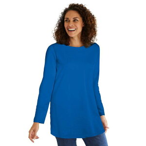 �E�[�}�� �E�B�Y�C�� ���f�B�[�X �g�b�v�X T�V���c �N���[�l�b�N �v���X�T�C�Y ���� Woman Within Women's Plusize Perfect Long-sleeve Crewneck Tunic Bright Cobalt �R�o���g