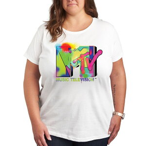 yz CZX LN^[ fB[X TVc gbvX Plus MTV Colorful Paint Logo Graphic Tee White