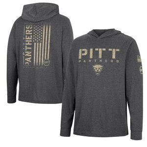 yz RVA Y TVc gbvX Men's Colosseum Charcoal Pitt Panthers Team OHT Military Appreciation Hoodie Long Sleeve T-Shirt Pit Black