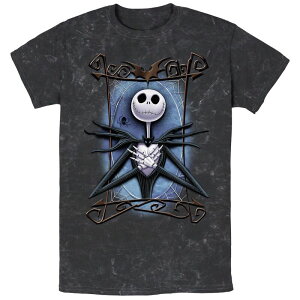 �f�B�Y�j�[ �����Y �g�b�v�X T�V���c �O���t�B�b�N Disney's The Nightmare Before Christmas Jack Spooky Frame Mineral Wash Men's Graphic Tee Black �u���b�N
