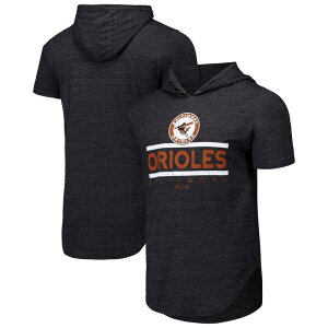 �}�W�F�X�e�B�b�N �����Y �g�b�v�X T�V���c �p�[�J�[ Men's Majestic Threads Black Baltimore Orioles Tri-Blend Hoodie T-Shirt Orl Black �u���b�N